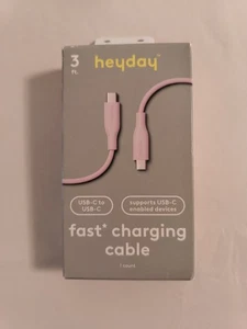 Heyday USB-C to USB-C Cable 3-Foot Light Pink Fast Charge & Sync Cord - Picture 1 of 2