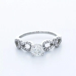 Solid Platinum Side Stone Engagement Ring 1.08 CT Round Lab-Grown Diamond F VS1 - Picture 1 of 5