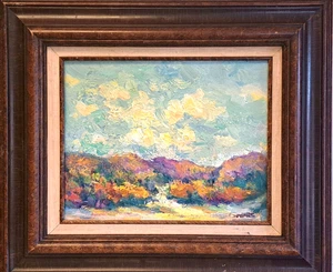 Oil Painting Landscape Purple Mountains Southwest Original Framed by Donalee - Picture 1 of 2