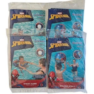 Marvel Spiderman Bestway 2 Pool Floaty Tubes And 2 Beach Balls Outdoor Pool Fun - Picture 1 of 4