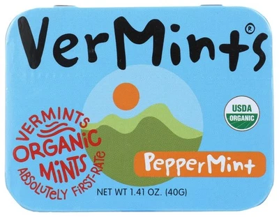Vermints Peppermint Breathmints 1.41 Oz Organic Vegan Gluten Free 6 Ct