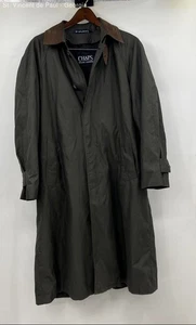 Chaps Ralph Lauren Olive Leather Collar Long Wool Lined Rain Jacket Men's 38 Y2K - Picture 1 of 12