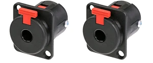 (2 PACK) NEUTRIK NJ3FP6C-B 1/4" Female TS or TRS Locking Panel Mount - BLK/GOLD - Picture 1 of 1