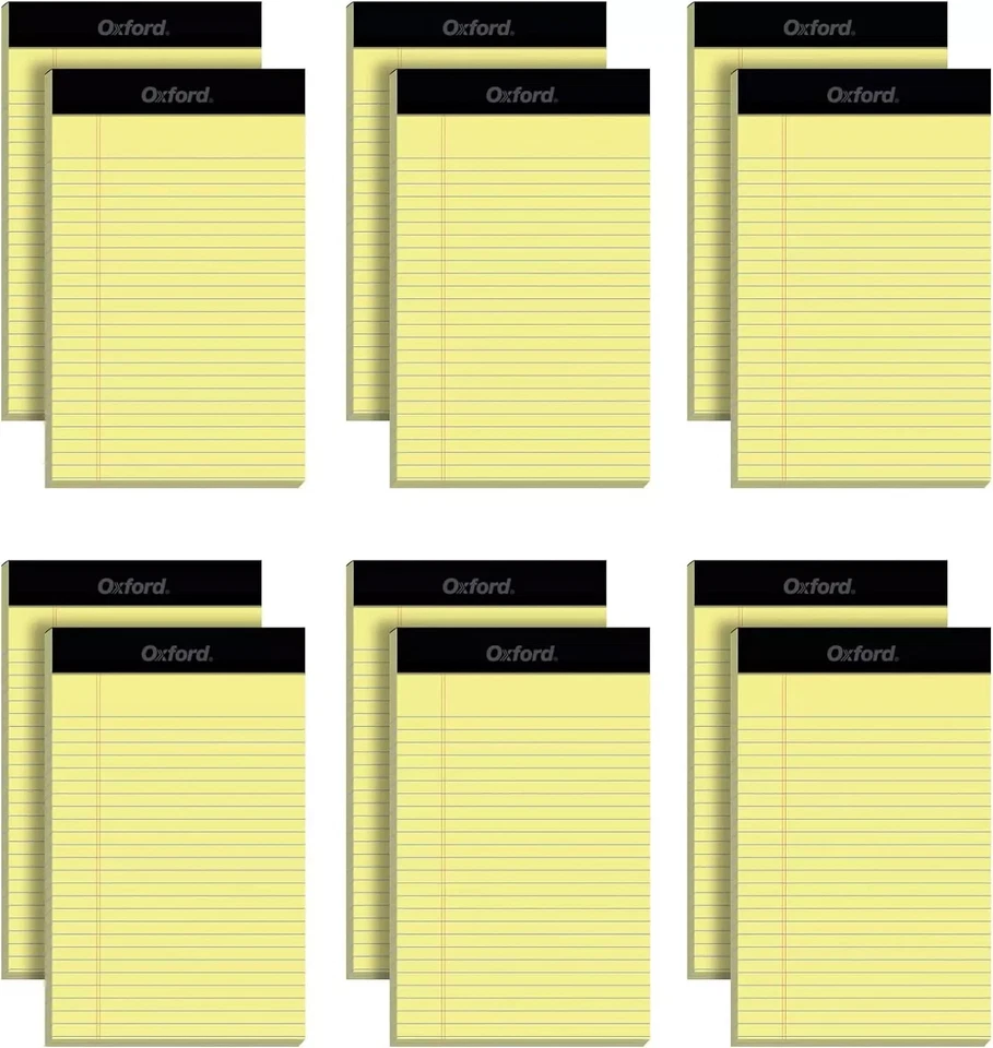 TOPS PRODUCTS 5 x 8 Legal Pads, 12 Pack, Narrow Ruled, Yellow Paper, 50 Sheets Per Writing Pad