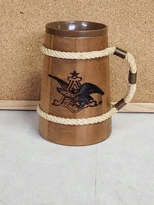 Vintage Anheuser Wood Beer Stein W/Plastic Insert, Rope - Picture 1 of 14