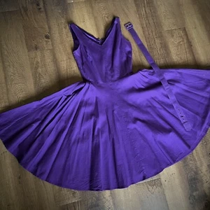 Pinup Girl Clothing Havana Dress Small S Purple With Belt - Picture 1 of 7