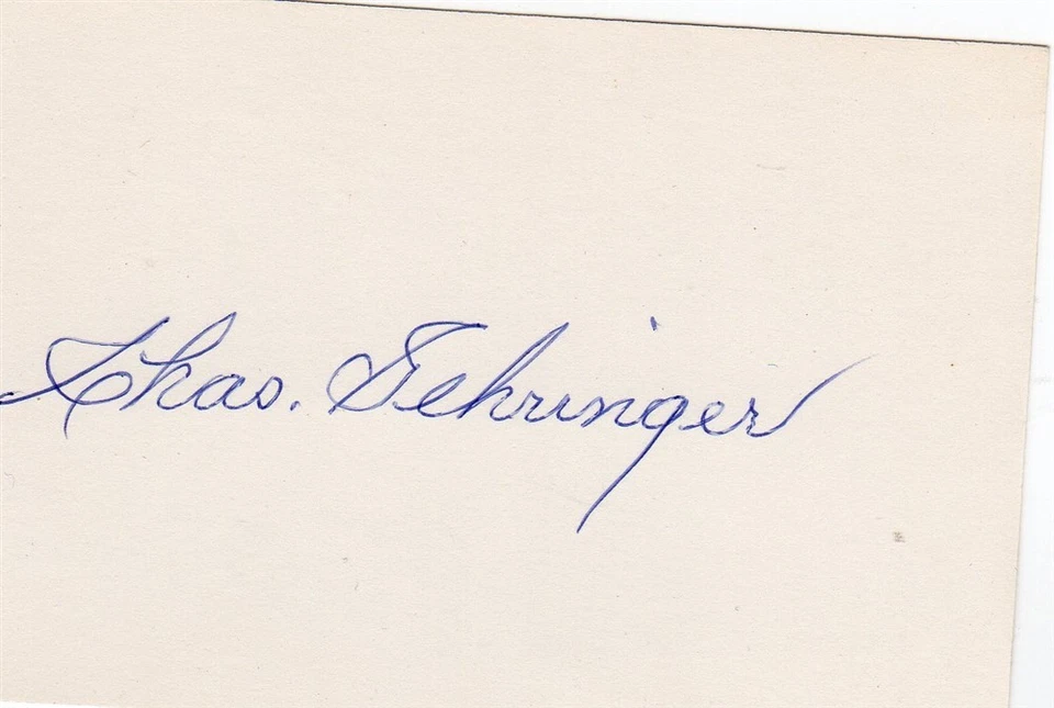 Chas. Gehringer Autograph Signed Index Card COA JSA  - Image 1 of 1