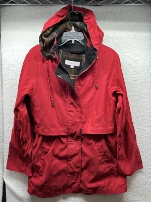 Chaqueta Liz Claiborne Mujer S Pequeña Roja Capucha Extraíble Bolsillos con Cremallera Completa Foto 1 de 4