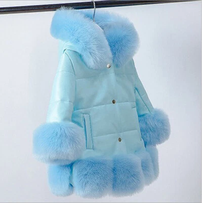 MARKENLOS Winter Kinder Mädchen Steppjacke Mantel Puffer Kunstpelz Kapuze Langer Neu Jacke