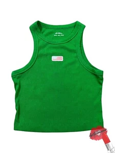 OGL Tanktop Größe Small grün Rippstrick amerikanische Flagge kurz geschnitten Y2K - Bild 1 von 8