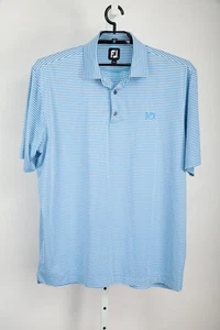 FootJoy Polo Shirt Mens Extra Large Blue Stripes Logo Golf - Picture 1 of 8