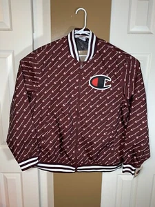 Champion Life All Over Print Maroon Satin Baseball Jacket Mens Size XXL - Picture 1 of 4