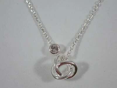 LINKS OF LONDON 925 STERLING SILVER w/ WHITE TOPAZ LOVE KNOT PENDANT NECKLACE - Image 1 of 4