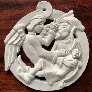 OOAK Gips Zement Medaillon geformt von Andrew Wilson Smith "ARISE" 5" Neu im Karton - Bild 1 von 3