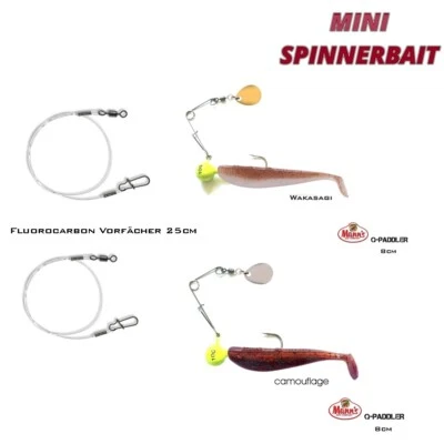 ACE MINI SPINNERBAIT Top SET für Barsch + 2 Stück  Flourocarbon Vorfächer - Bild 1 von 4