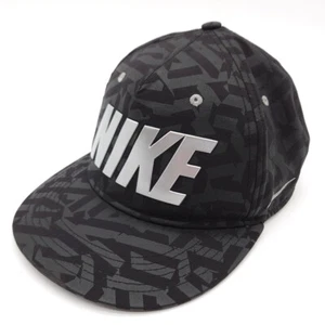 Nike True Snapback Trucker Hat Baseball Cap Spellout Logo Black Swoosh Check - Picture 1 of 8