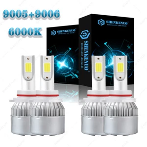 4x 9005 9006 Super White Combo LED Headlight Kit Hi/Low Beam Fog Bulbs 6000K C6 - Bild 1 von 10