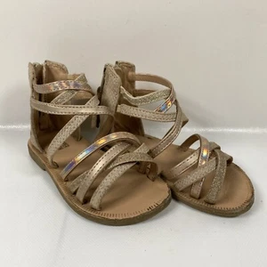 HARPER CANYON Glittery Gold Shiny Print Back Zip Gladiator Sandals Size 6C - Picture 1 of 7