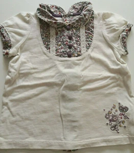 T-Shirt Baby 12 Month Sergent Major Ecru And Mauve Neck Claudine Good Condition - Picture 1 of 4