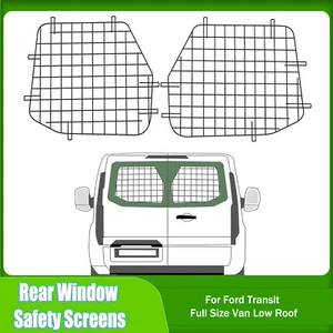 Pair of Rear Door Window Security Screens for Ford Transit Low Roof Black Steel - Picture 1 of 24
