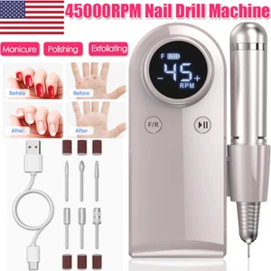 Beste Qualität 45000 U/min Aufladen Nagel Bohrmaschine Tragbar Maniküre Pediküre USA - Bild 1 von 26