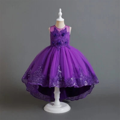 Birthday Kids Tulle Dress Flower Girls Wedding Pageant Bridesmaid Ball Gown Prom - Image 1 of 4