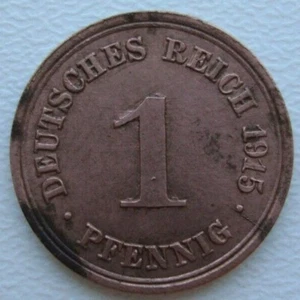 Germany Empire 1 Pfennig 1915 F Wilhelm II Copper Coin S7 - Picture 1 of 7