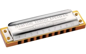 Hohner Armonica Marine Band Deluxe D in Re a 20 Voci Diatonica Custodia Inclusa - Foto 1 di 5