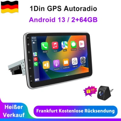 10" Android 13 360° Drehbar Bildschirm Carplay DAB+ 1DIN Autoradio GPS Navi WIFI - Bild 1 von 4
