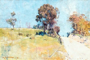 Sunlight-Cutting on a Hot Road by Arthur Streeton A1 High Quality Art Print - Picture 1 of 1