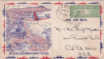 1940 USS Arizona BB-39 to Oak Park, IL Clipper Airmail (N8856) - Image 1 of 2