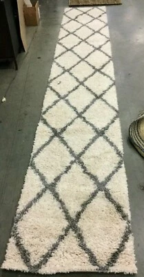 IVORY / GREY 2'-3" X 14' Pulled Threads Rug Reduced Price 1172646935 SGD257F-214 - Image 1 of 4