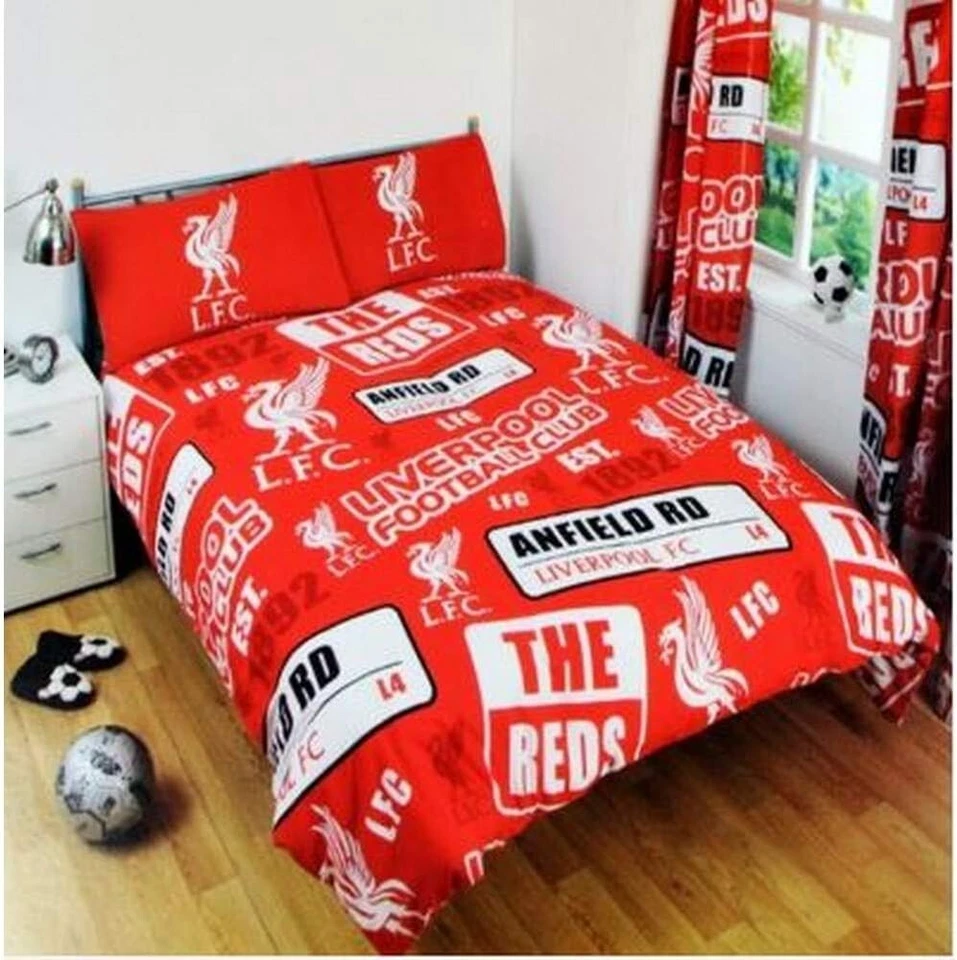 #BEDDING Liverpool FC Single & Double Bed Duvet Cover Set Reversible Bedding Quilt