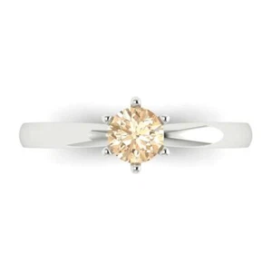 0.5Ct Round Natural Morganite 6-Prong Solitaire Engagement Ring, 14K White Gold - Picture 1 of 11