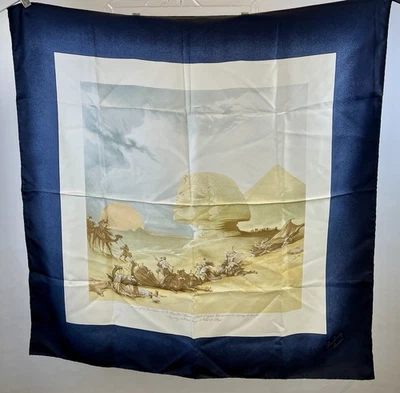 Burberry 34 in square navy multi silk scarf - Image 1 of 4
