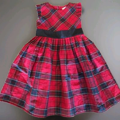 Hope & Henry Red Plaid Tartan Taffeta Holiday Party Dress Fully Lined Sz 6 - Image 1 of 4
