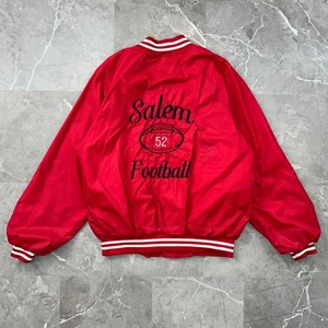 Vintage Salem Football Bomber Jacket Mens XL Embroidered Lined Windbreaker Coat - Picture 1 of 16