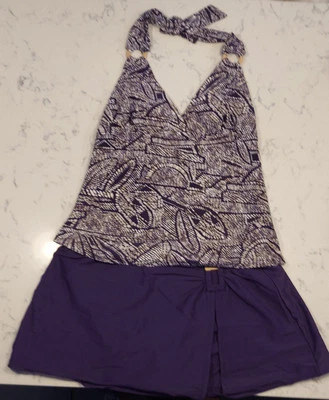 Купальник женский Jaclyn Smith из 2 предметов с бретелью через шею фиолетовый 10 скромный и сексуальный - Изображение 1 из 4