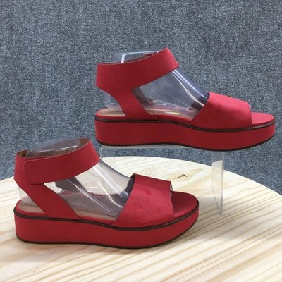 Naturalizer Sandals Womens 9M Camry Ankle Strap Red Faux Leather Wedge Heels NEW - Image 1 of 4