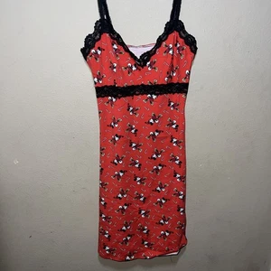 Disney Minnie Mouse Pyjama Kleid Damen Medium Large rot Tank Maxi Allover Print - Bild 1 von 10