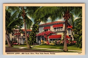 West Palm Beach FL-Florida, Shadow Lawn, postal de colección vista postal antigua - Imagen 1 de 2