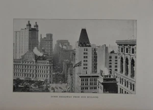 Antique New York City Art Print 1904 Downtown Broadway Ave Black and White - Picture 1 of 13