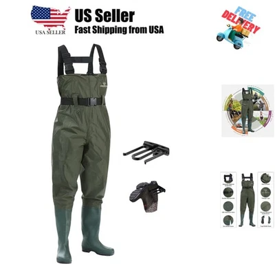 Рыболовные болотные сапоги для мужчин, 2-слойные нейлоновые/ПВХ водонепроницаемые женские болотные сапоги с бу... - Изображение 1 из 4