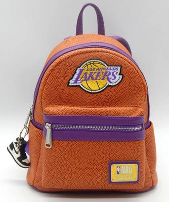 Loungefly NBA Los Angeles Lakers Basketball Mini Backpack With Sneaker Bag Charm - Image 1 of 4