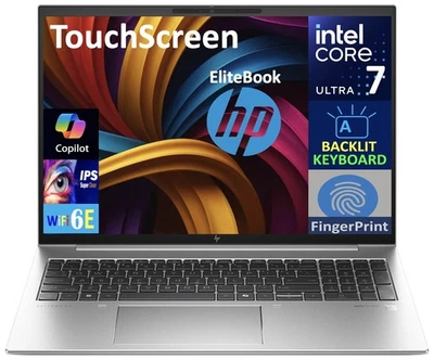 惠普 EliteBook 860 16 英寸 WUXGA Touch 英特尔 Ultra 7 155U 32GB 1TB 固态硬盘 W11P 笔记本电脑,SL — 第 1/4 张图片