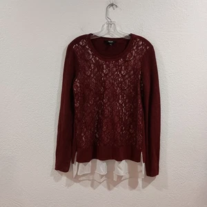 Simply Vera Wang roter Spitzen Strick Lagenlook Pullover, Gr. S - Bild 1 von 7