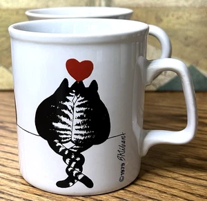 KATZEN 2er Set Kaffeetassen 10 Oz Kliban Kiln Craft England & Hallmark Japan LOVE - Bild 1 von 11
