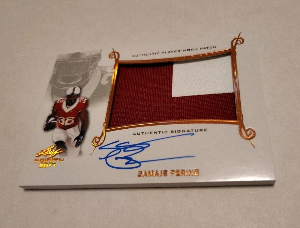 2017 Leaf Trinity SAMAJE PERINE RPA Rookie Patch Auto On Card Oklahoma Sooners - Image 1 of 2