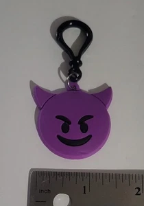 Purple Plastic Devil Emoji Backpack Purse Clip Keychain - Picture 1 of 3