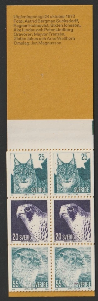 Sweden    1973   Sc # 1020a    Animals   Complete  BKLT    Pane of 12   MNH - Image 1 of 1